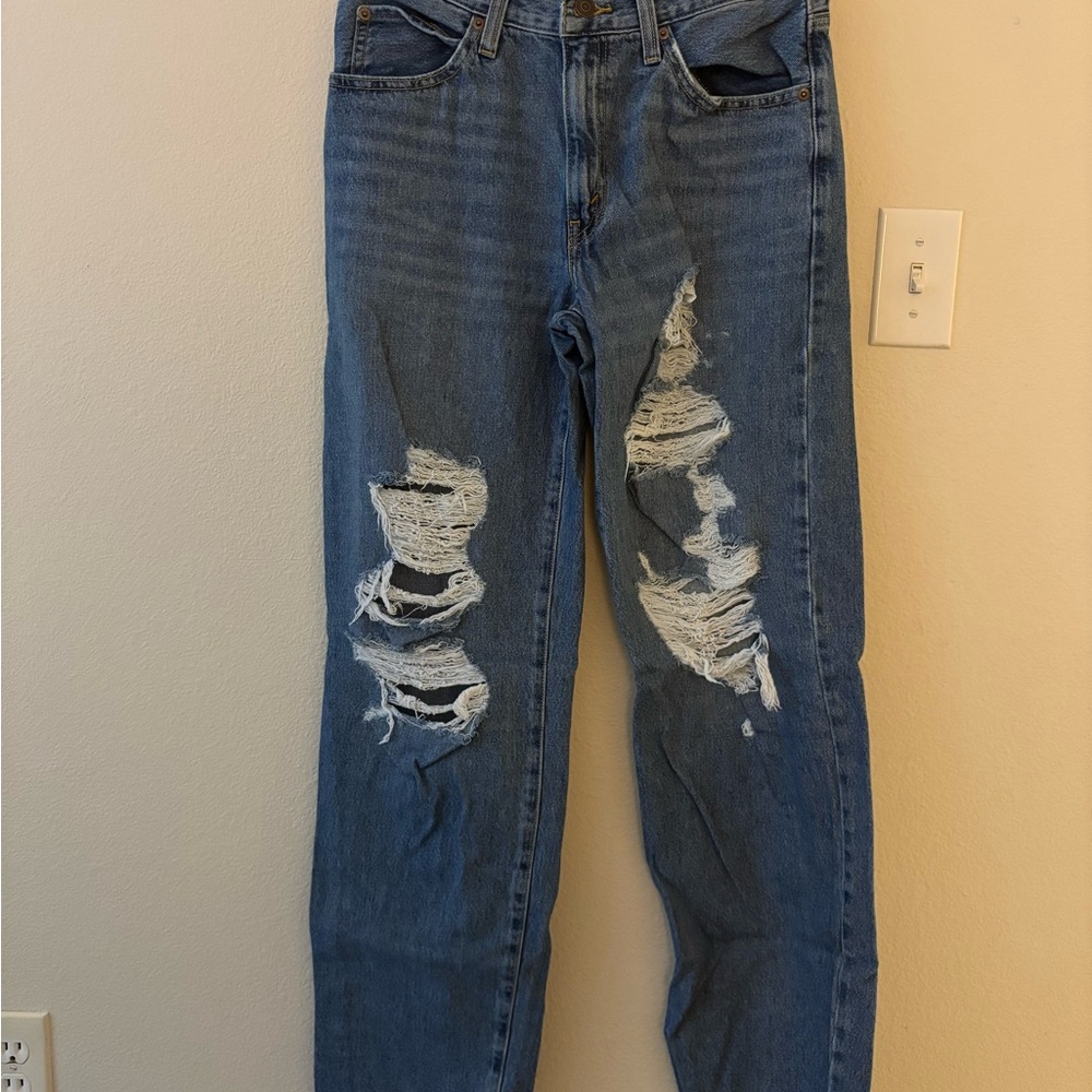 Levi's Classic Blue Distressed Straight Leg Jeans